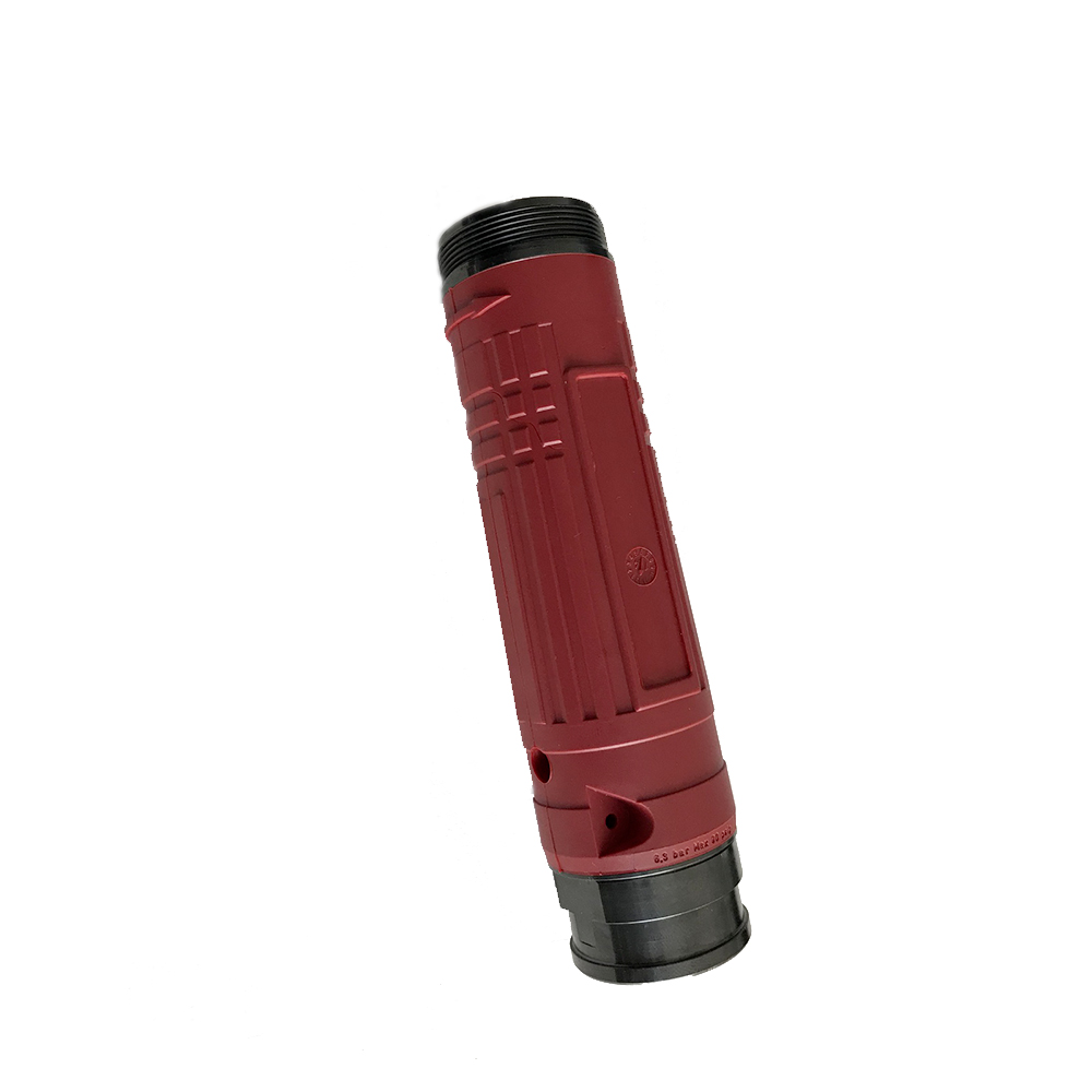 manche precis plastique injection Manche cylindrique noir et rouge surmoulé bi-matière