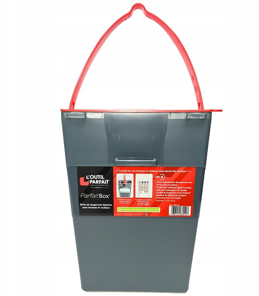 l-outil-parfait-parfaitbox-v2-boite-de-rangement-etanche-2680010 Watertight storage box with red carrying handle, made for the L'Outil Parfait group